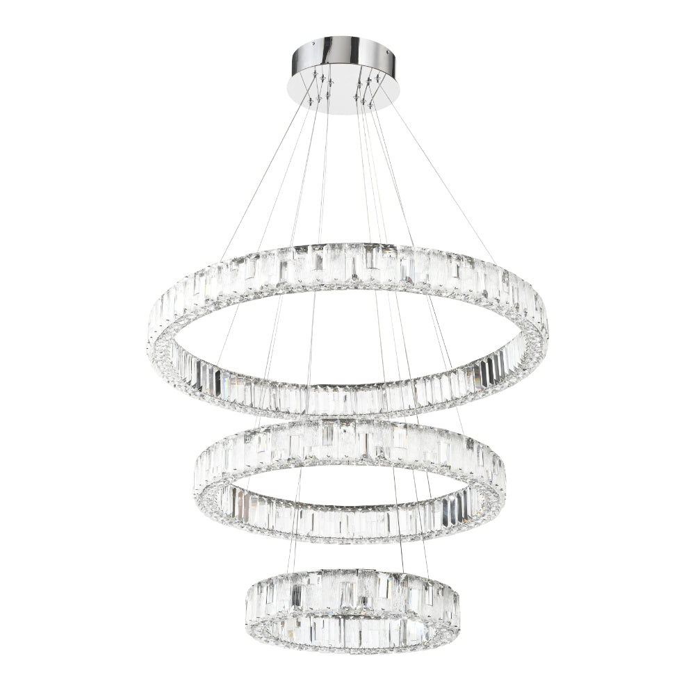 Rias Gold or Chrome 150W CCT 3 Tier Pendant with Remote