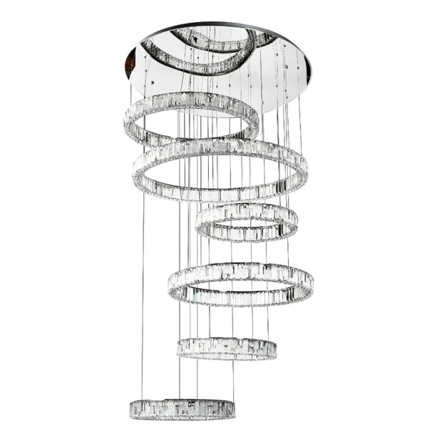 Rias Gold or Chrome 300W CCT 6 Tier Pendant with Remote