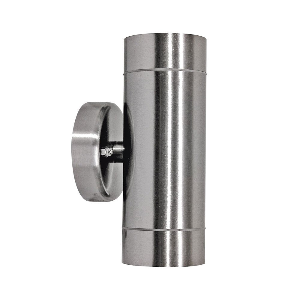 Riva IP44 Up and Down GU10 Exterior Wall Light in Stainless Steel