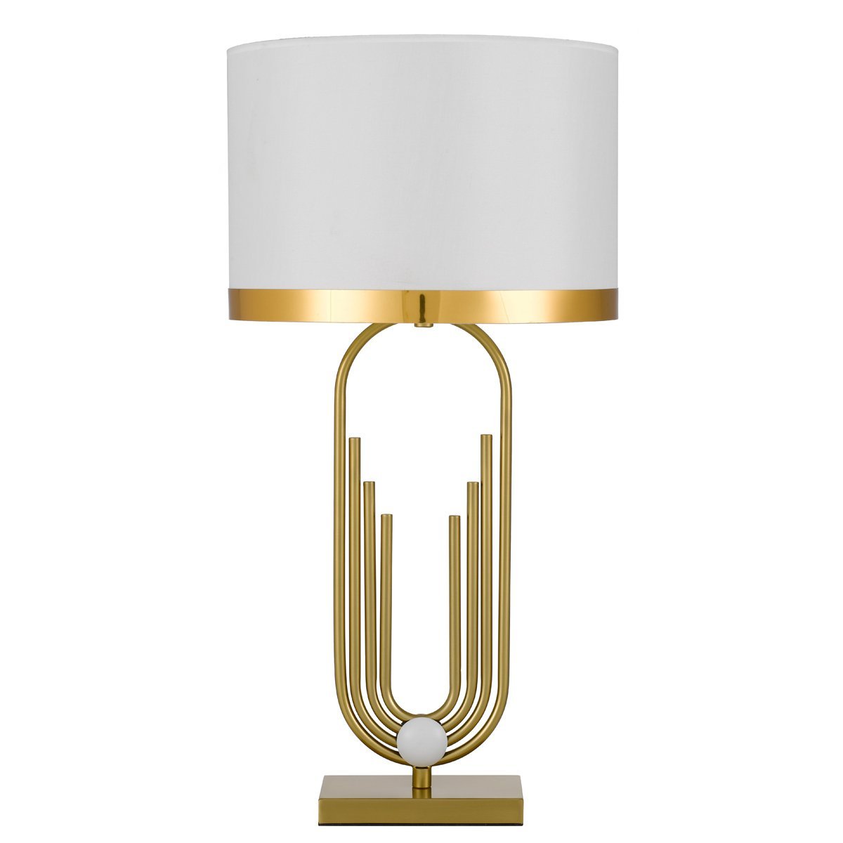 Roldan Table Lamp in Antique Gold with White Shade