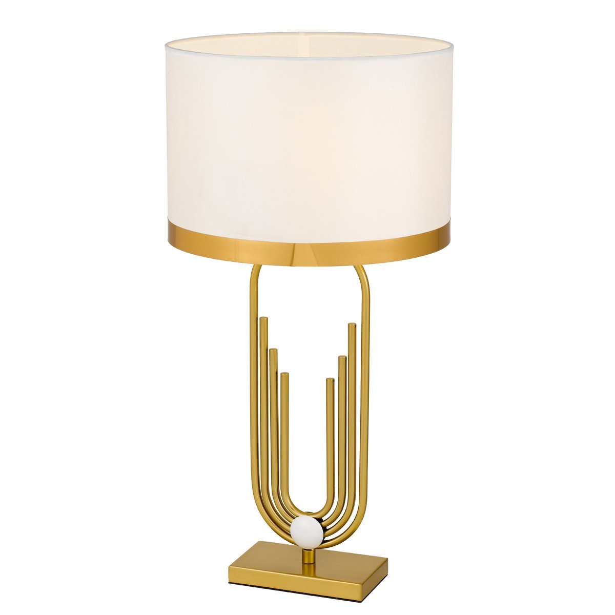 Roldan Table Lamp in Antique Gold with White Shade