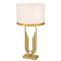 Thumbnail for Roldan Table Lamp in Antique Gold with White Shade