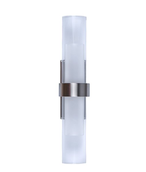 Rome 2 x 1 Watt LED Internal Tube Shaped Up and Down Wall Light in Satin Chrome with Acrylic Diffuser