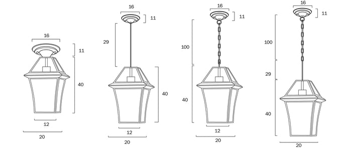 Rye 20 Brass or Black 1 Light IP43 Pendant