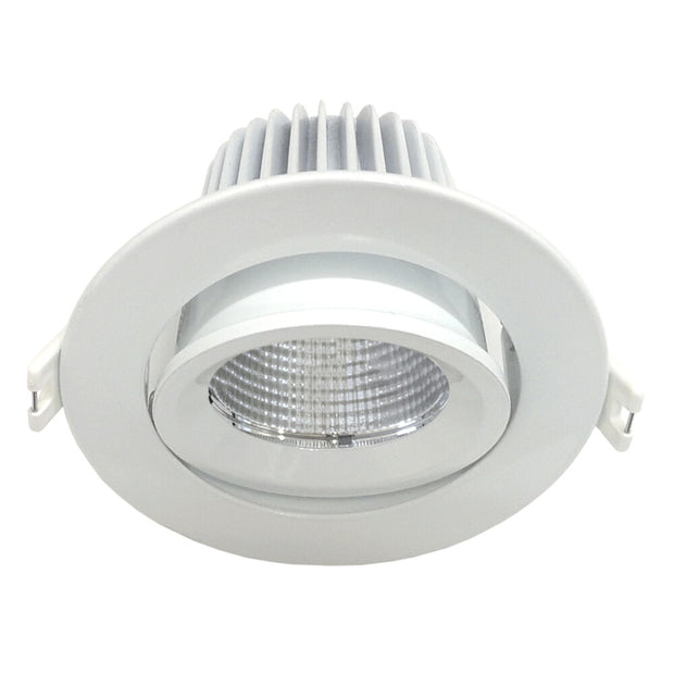 Ecostar LED Tri-Colour Gimbal Downlight 9W 3/4/5K Dimmable IC-4 Satin Nickel 