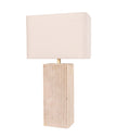 Sagitta: Beige Travertine Base Rectangular Fabric Cream Shade Table Lamps