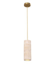 Sagitta: Interior Oblong Beige Travertine with Brass Highlight Pendant Light