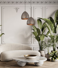 Thumbnail for SARI: Bohemian Interior Embossed Ellipse Aged Brass Steel Ombre Pendant Light