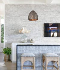 Thumbnail for SARI: Bohemian Interior Embossed Ellipse Aged Brass Steel Ombre Pendant Light