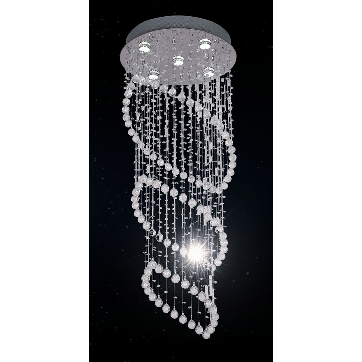 Savina 5 Light Small Pendant Light in Chrome and Clear Glass