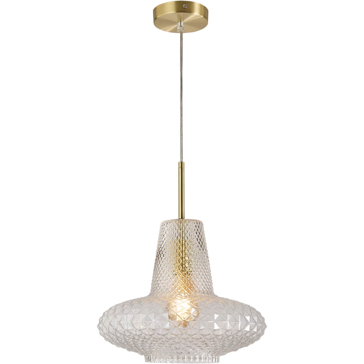 Sculpt Gold & Clear Vintage Diamond Cut Glass E27 Pendant