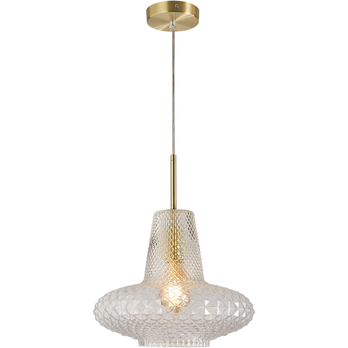 Sculpt Gold & Clear Vintage Diamond Cut Glass E27 Pendant