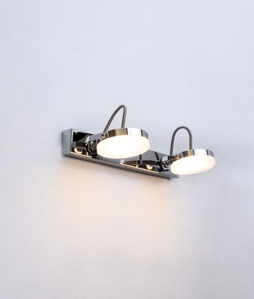 Seattle 2 x 3 Watt LED Internal Adjustable Bar Wall Light in Chrome