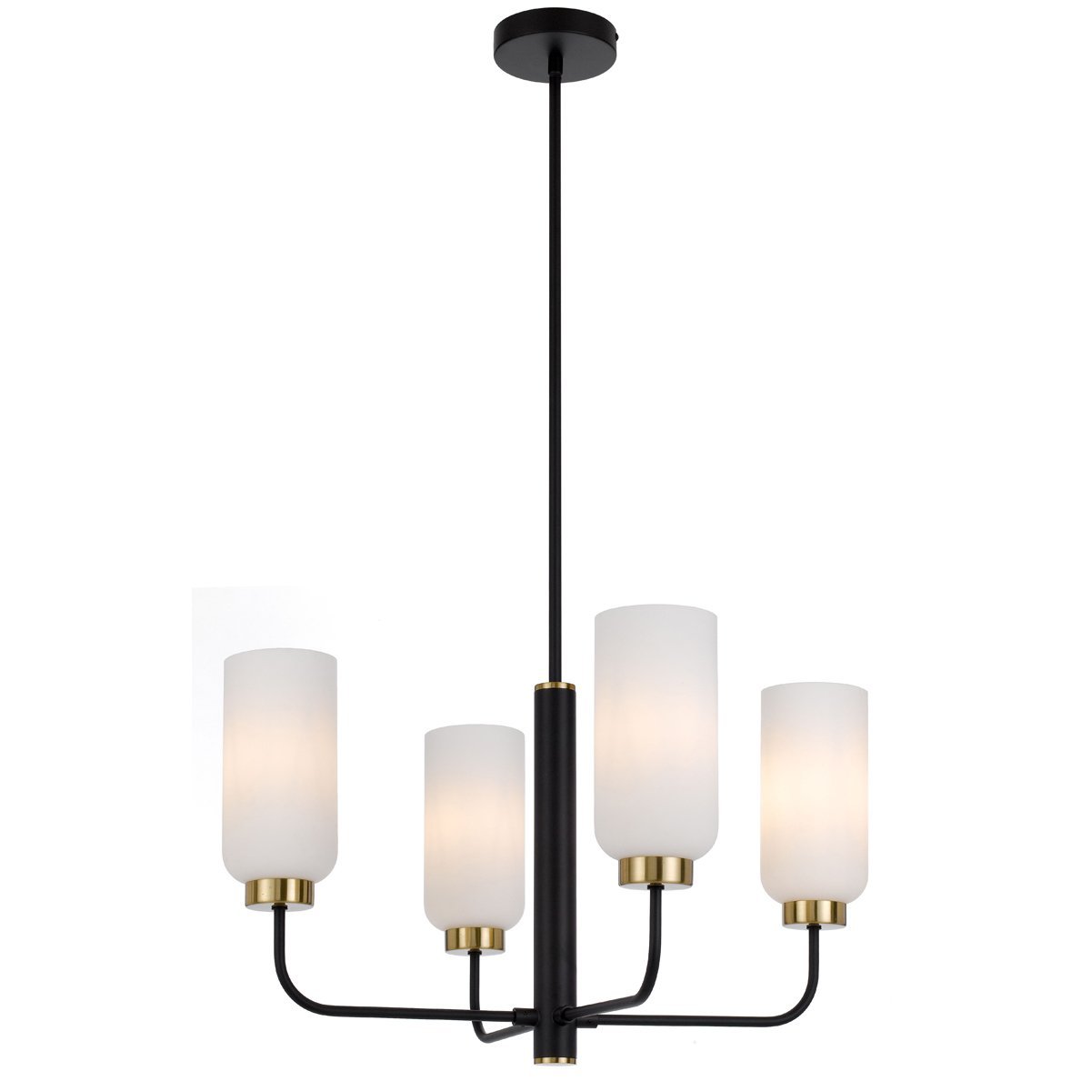 Sebring 4 Light Pendant Light in Black with Opal Glass