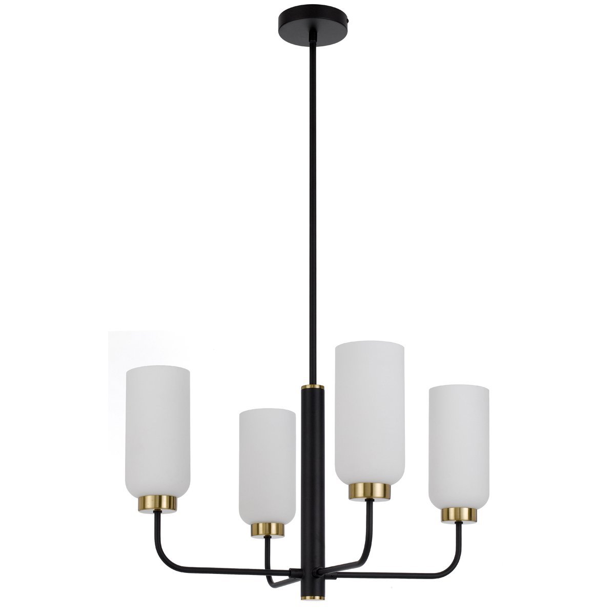 Sebring 4 Light Pendant Light in Black with Opal Glass