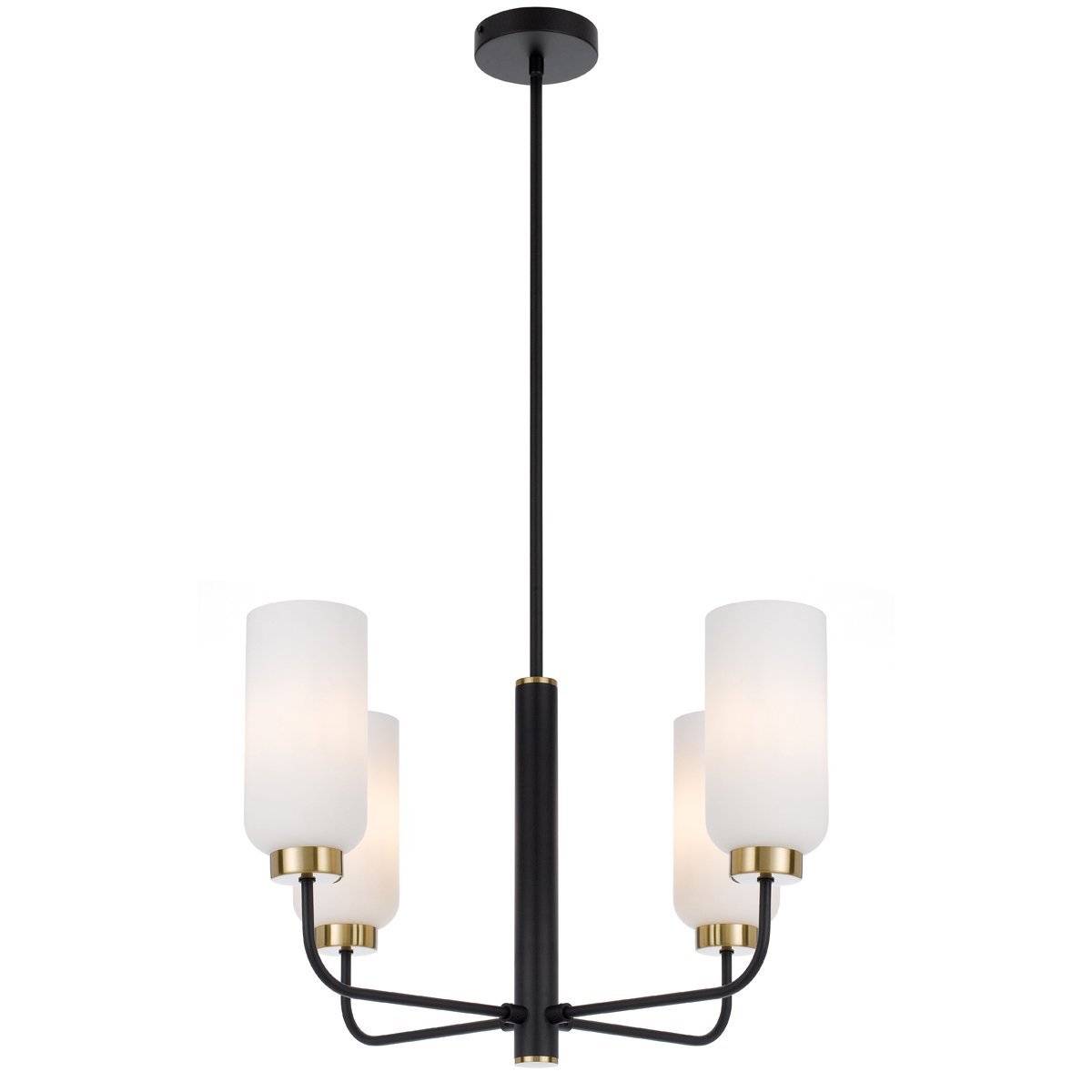 Sebring 4 Light Pendant Light in Black with Opal Glass