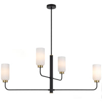 Thumbnail for Sebring 4 Light Long Pendant Light in Black with Opal Glass