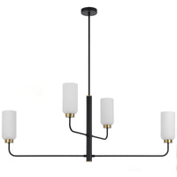 Thumbnail for Sebring 4 Light Long Pendant Light in Black with Opal Glass