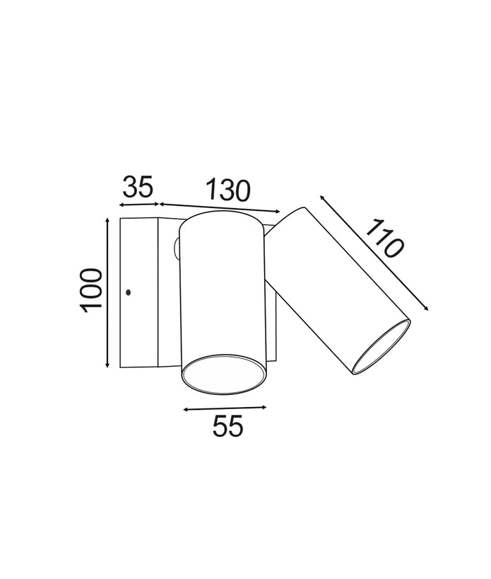 SEC: Surface Mounted LED Tri-CCT Double Adjustable Wall/Pillar Light (Matte Black) IP65