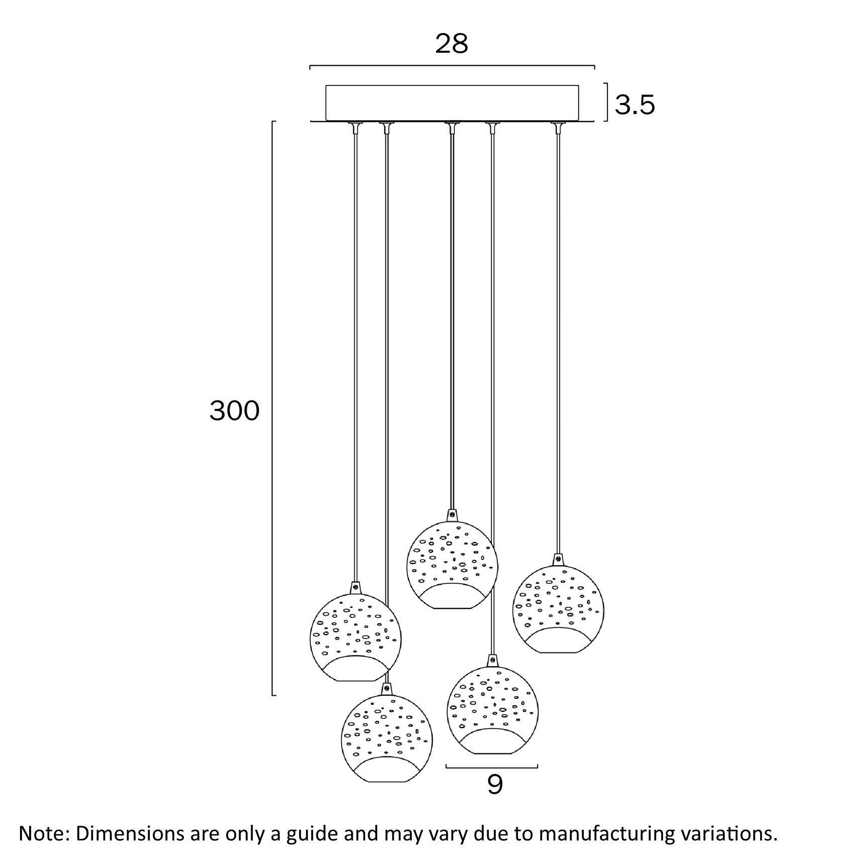 Segovia Gold or Chrome 25W 3000K 5 Light Pendant