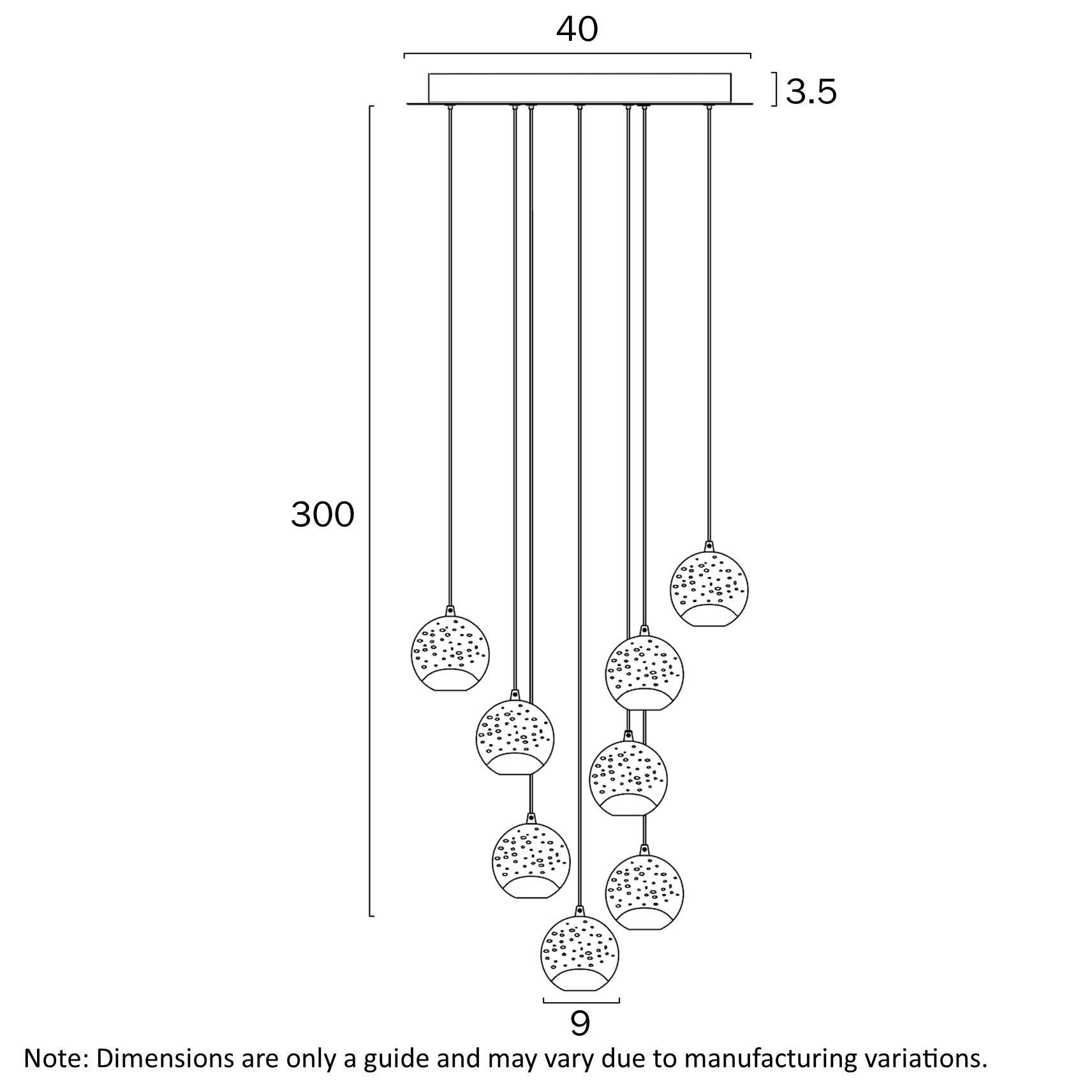 Segovia Gold or Chrome 45W 3000K 9 Light Pendant