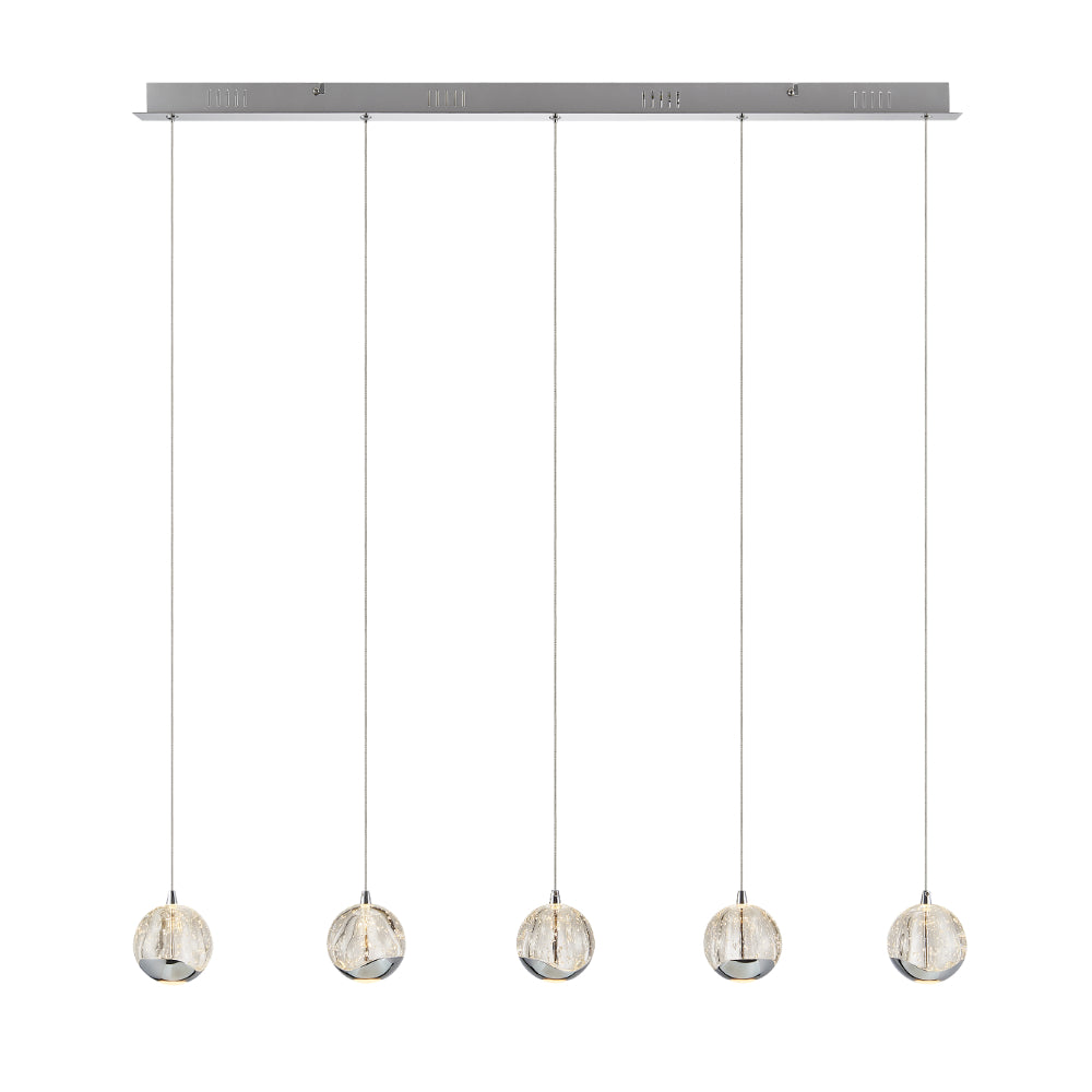 Segovia Gold or Chrome 25W 3000K 5 Light Bar Pendant