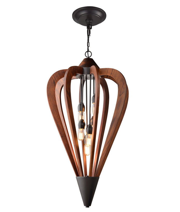 SENORITA: Rustic Large Tuscan Coffee Cherry /Winter Moss Wood Pendant Lights