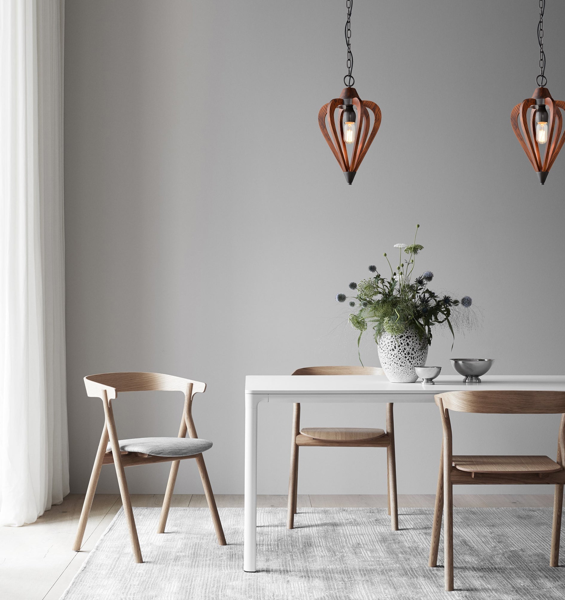 SENORITA: Rustic Small Tuscan Coffee Cherry / Winter Moss Wood Pendant Light