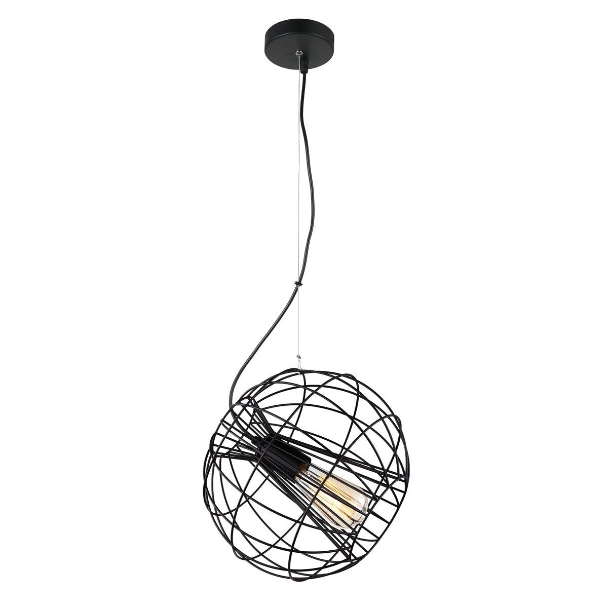 Sentinel 1 Light Pendant Light in Matt Black Round Cage