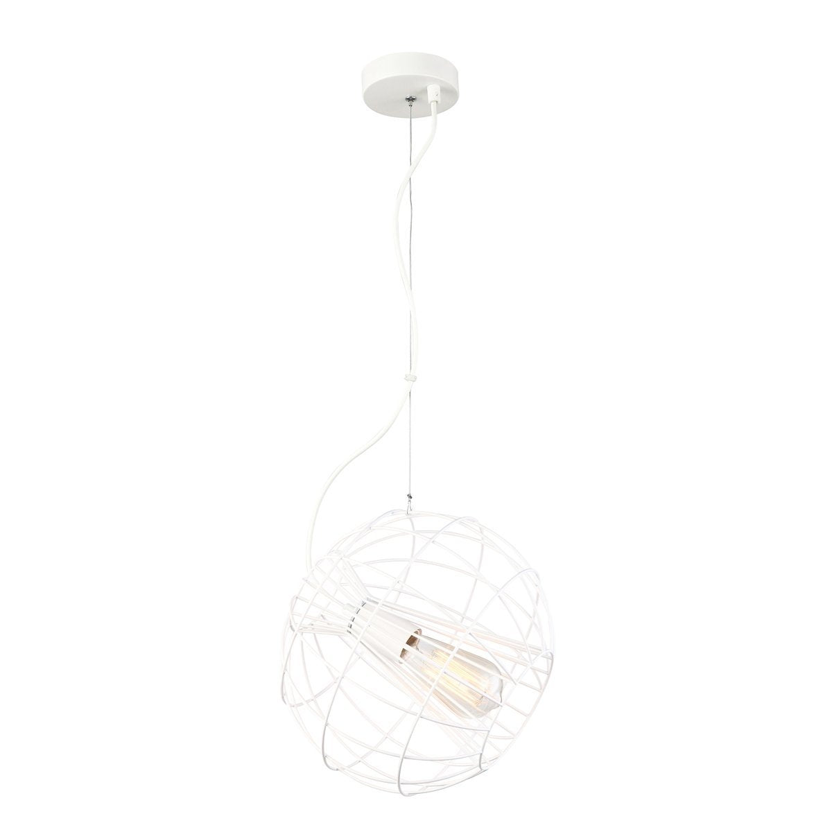 Sentinel 1 Light Pendant Light in Matt White Round Cage