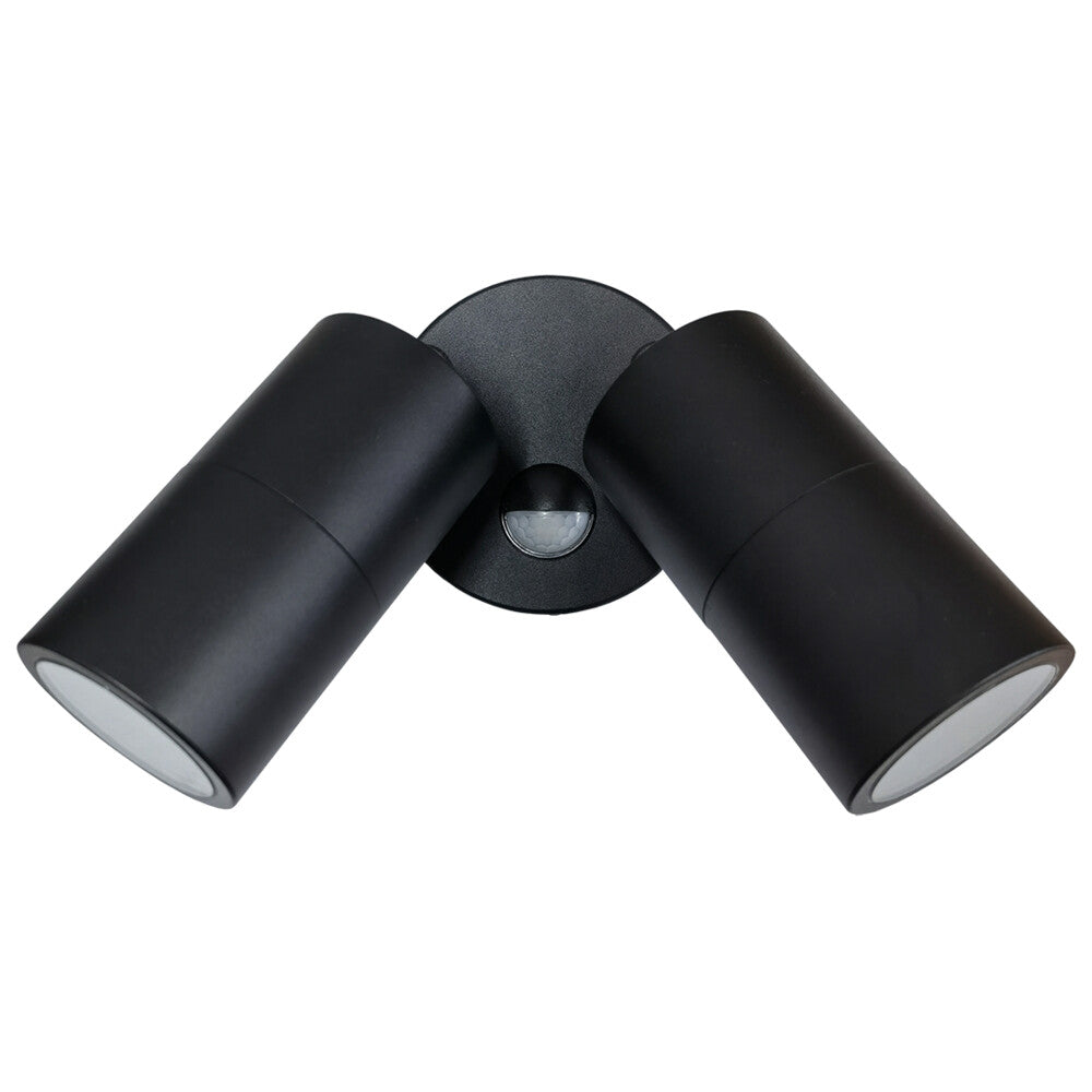 Bondi LED Adjustable Twin Wall Light PIR Sensor IP65 Black 4W 3/4/6K GU10