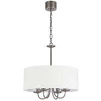 Thumbnail for Shiron Dark Nickel or Brass 4 Light Pendant with Ivory Fabric Shade