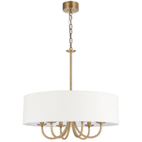 Thumbnail for Shiron Dark Nickel or Brass 6 Light Pendant with Ivory Fabric Shade