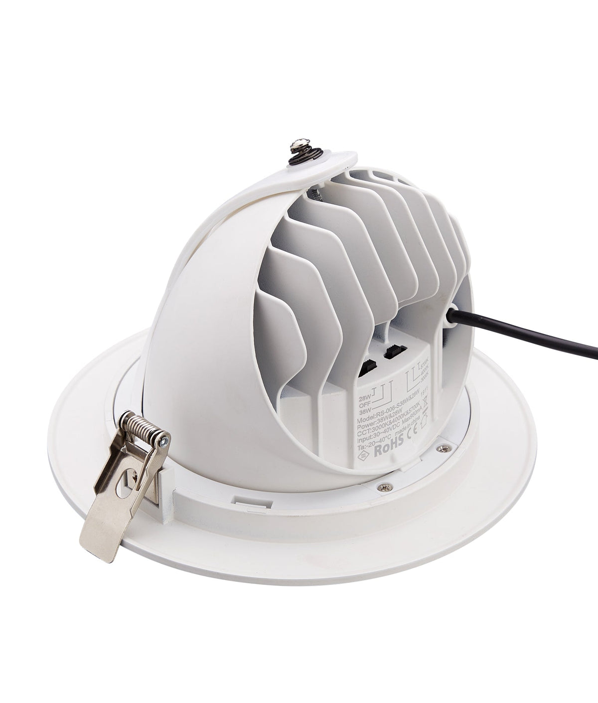 SHOPTRI01: LED Dual Power & Tri-CCT Gimbal White Recessed Shop Lighter