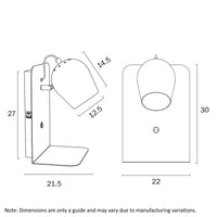 Thumbnail for Shyn Wall Light with USB in White, Black, Grey or Beige
