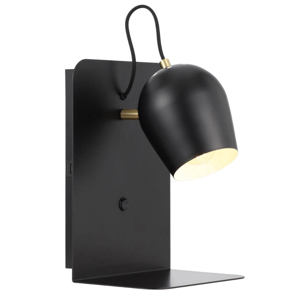 Shyn Wall Light with USB in White, Black, Grey or Beige