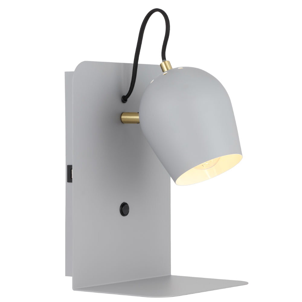 Shyn Wall Light with USB in White, Black, Grey or Beige