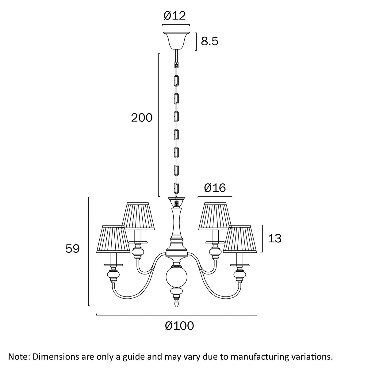 Siedel Copper 15 Light Pendant with Fabric Shades