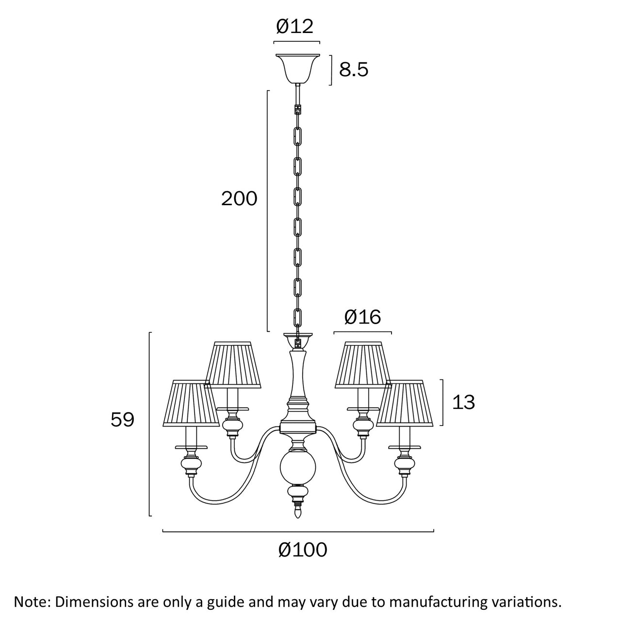 Siedel Copper 15 Light Pendant with Fabric Shades