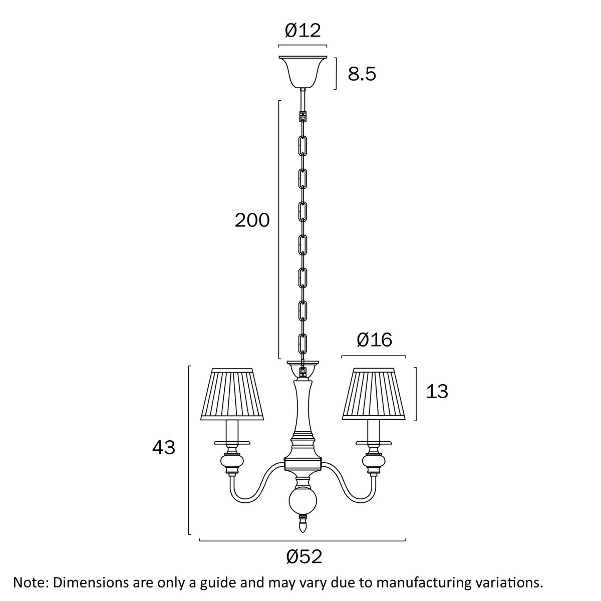 Siedel Copper 3 Light Pendant with Fabric Shades