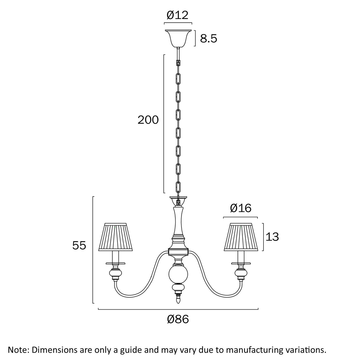 Siedel Copper 8 Light Pendant with Fabric Shades