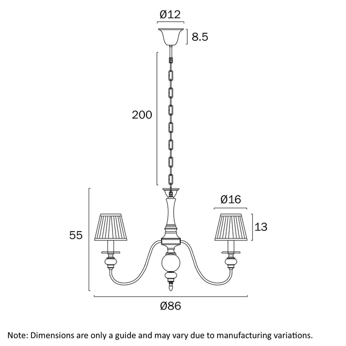 Siedel Copper 8 Light Pendant with Fabric Shades