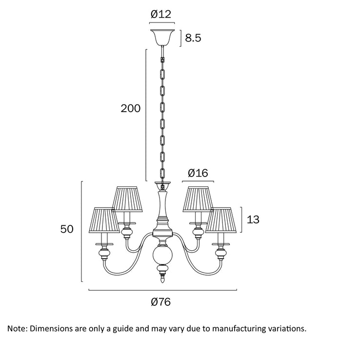 Siedel Copper 9 Light Pendant with Fabric Shades