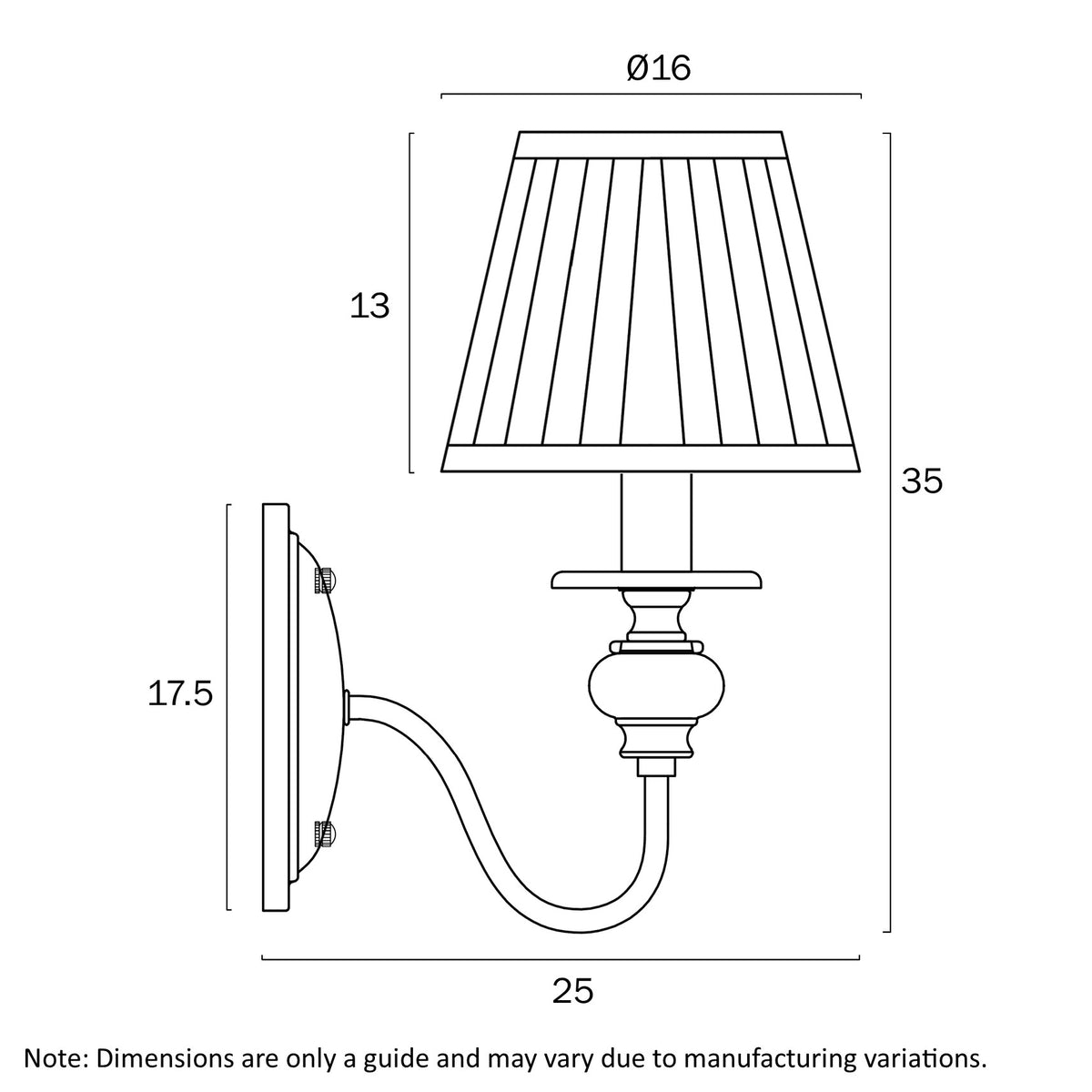 Siedel Copper 1 Light Wall Bracket with Fabric Shade