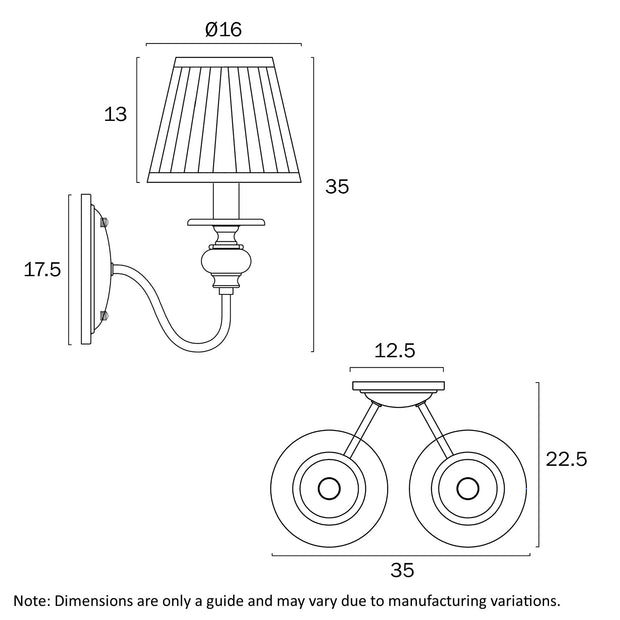 Siedel Copper 2 Light Wall Light with Fabric Shades