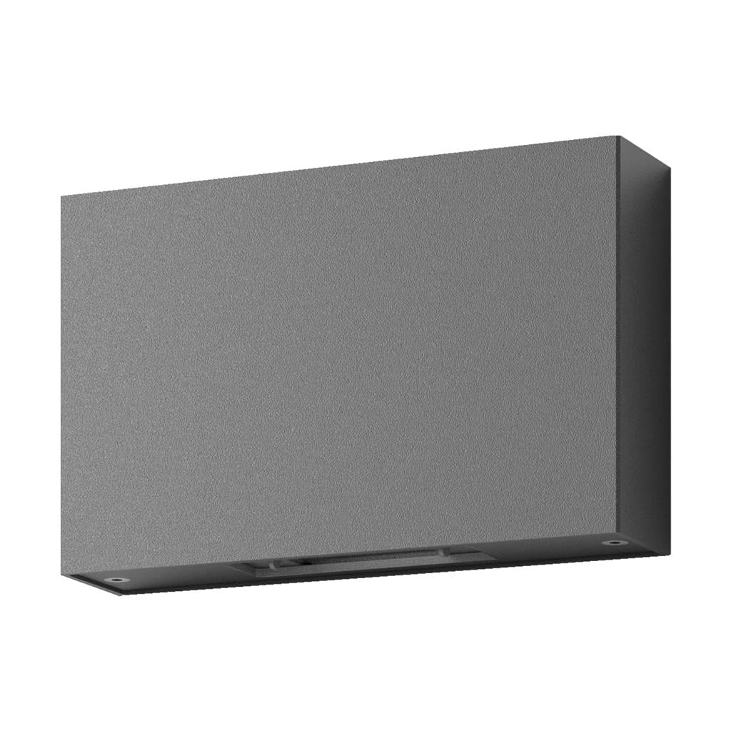 sierra sqr square two way wall light 12w 240v ip65 dark grey