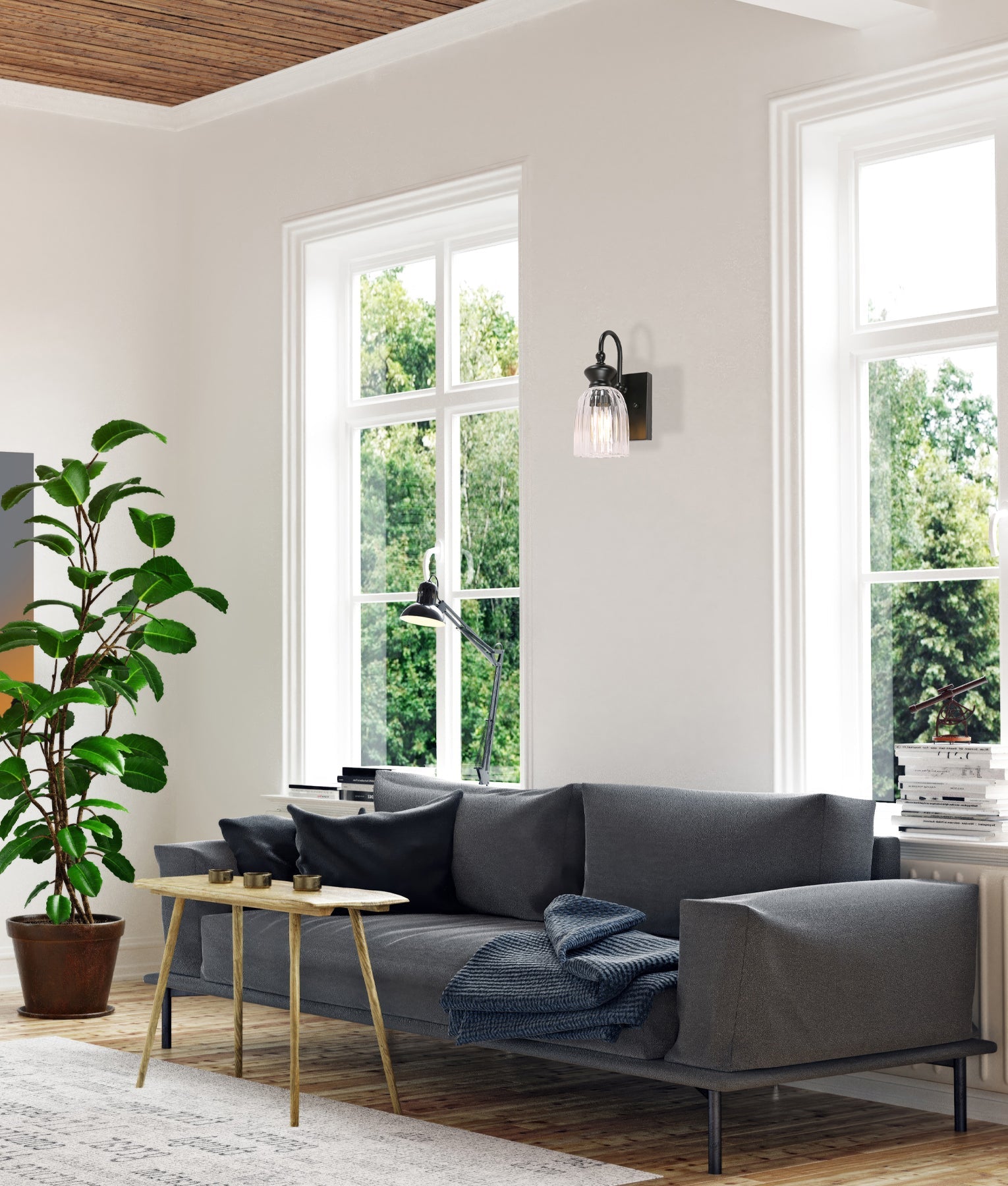 Sino: Interior Ellipse Single Clear Glass Shade Wall Lights