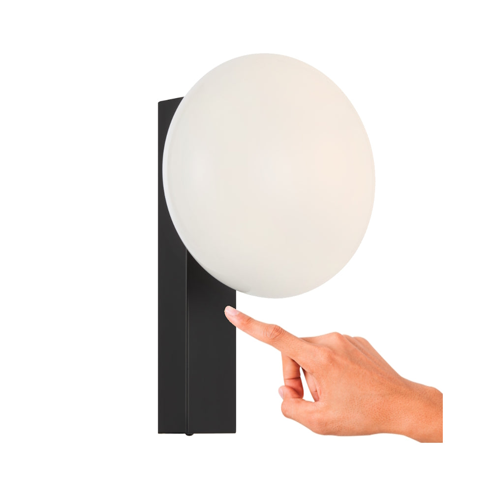 Skyla Opal Glass with Black, White or Antique Gold Touch Wall Light