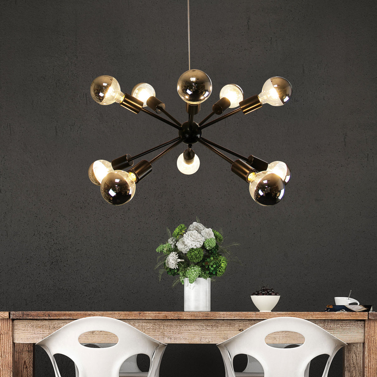 Sputnik 10 Black 10 Light Groovy Satellite Pendant