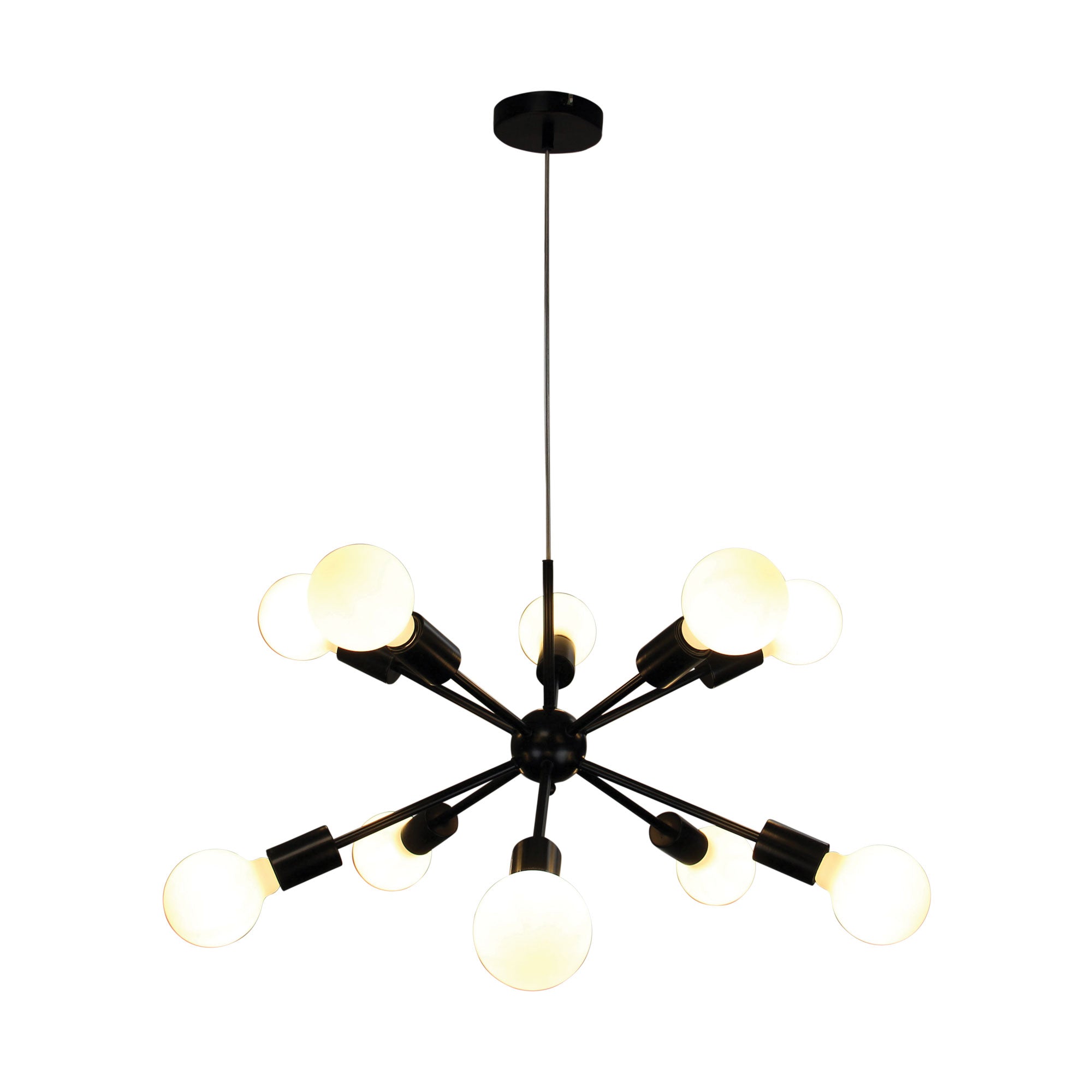 Sputnik.10 Black 10 Light Groovy Satellite Pendant